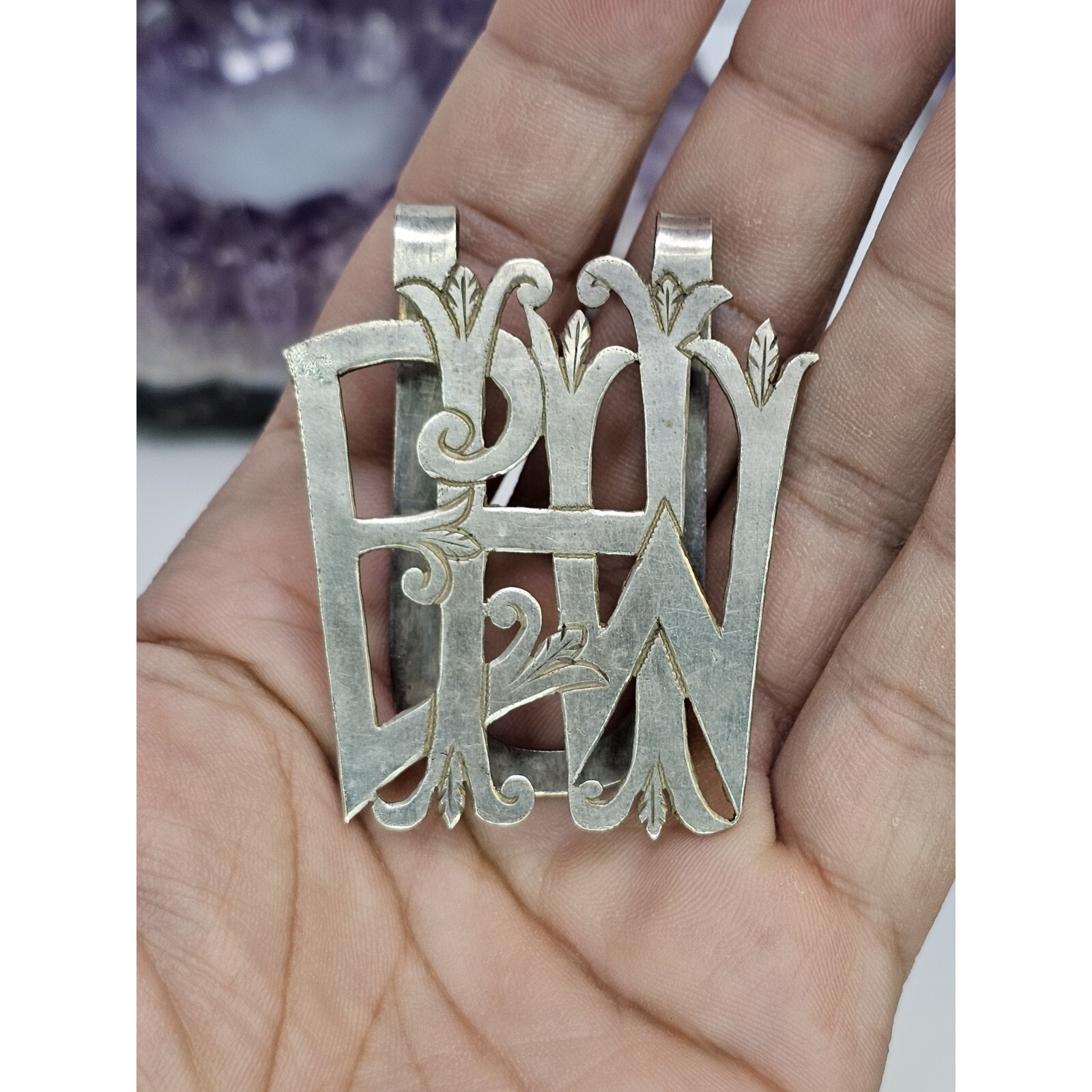 Antique 925 Mexico Money Clip - Initials Ehw [Heavy Wear]